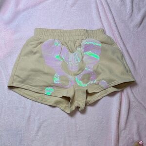 QUEEN OF SPARKLES Cream Shorts with Iridescent Accents